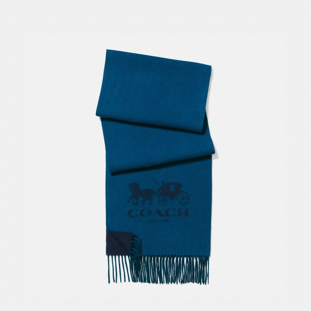 COACH®,SIGNATURE CASHMERE SCARF,Navy,Front View