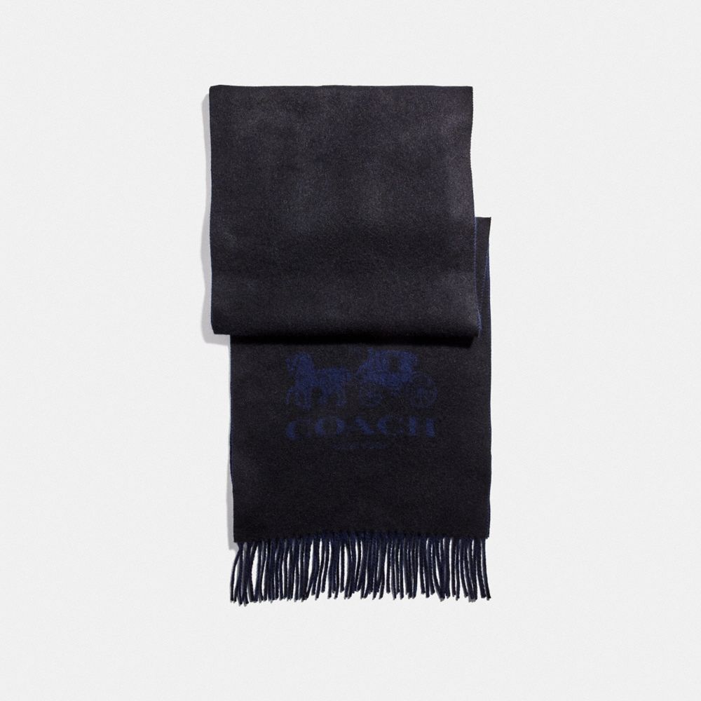 COACH®,SIGNATURE CASHMERE SCARF,BLACK/MIDNIGHT,Front View