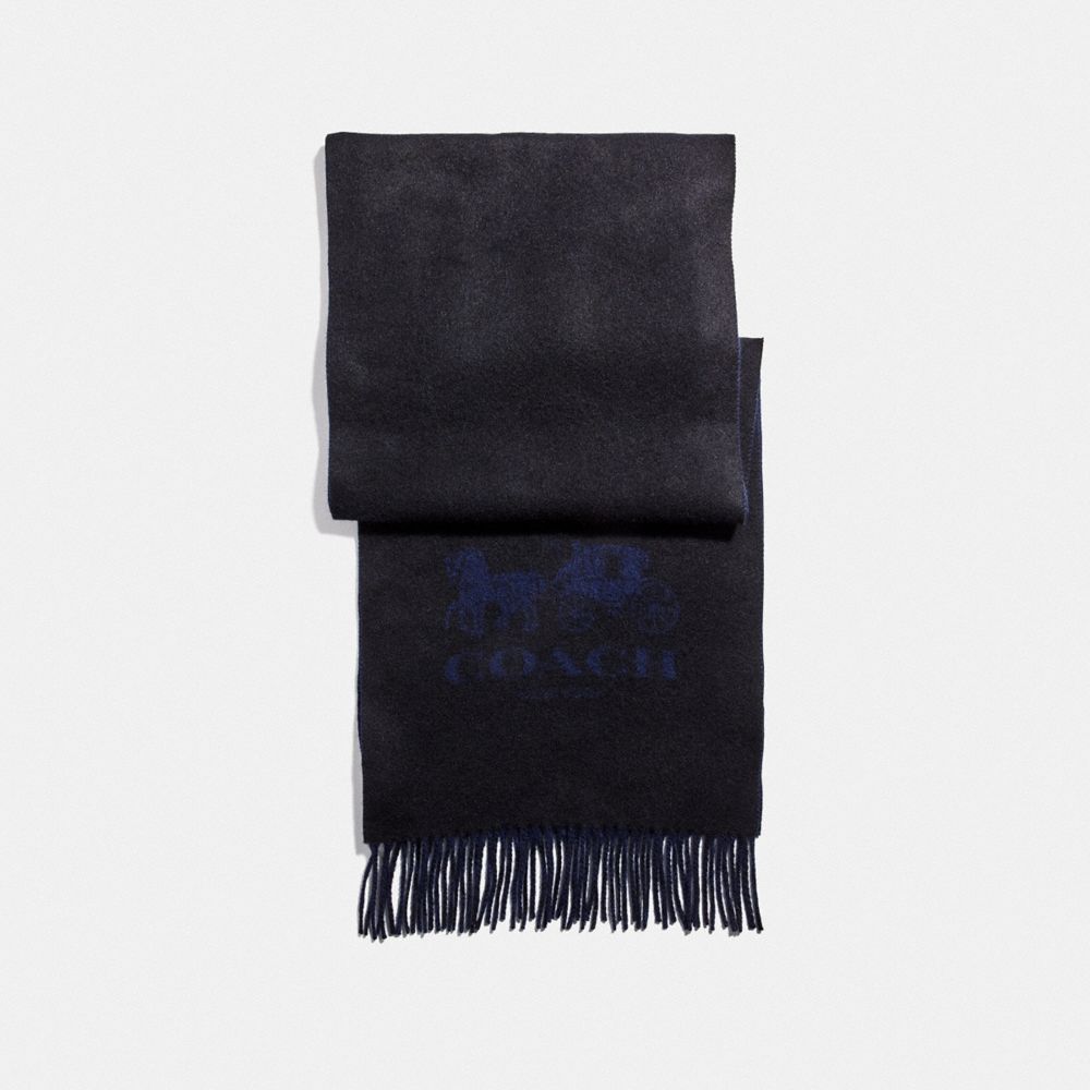 COACH®,ÉCHARPE EN CACHEMIRE SIGNATURE,cachemire,NOIR/BLEU MINUIT,Front View