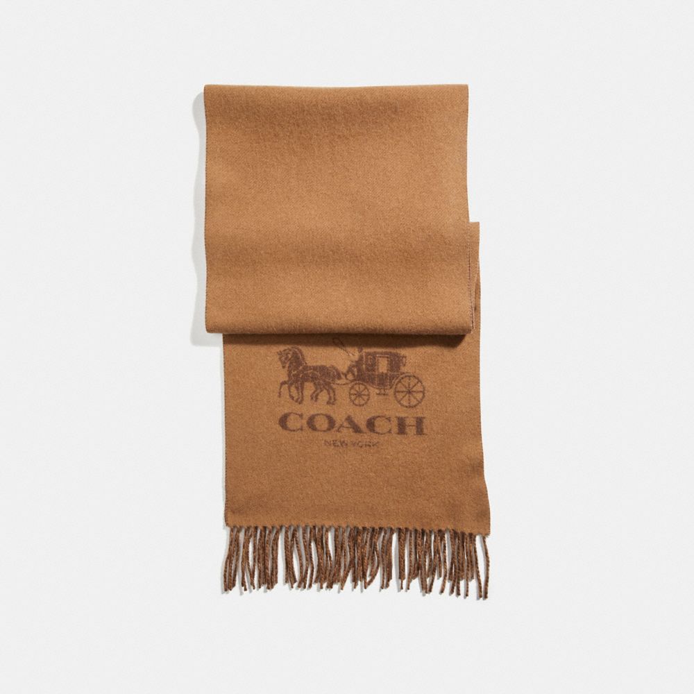 COACH®,SIGNATURE CASHMERE SCARF,CAMEL/SADDLE,Front View image number 0