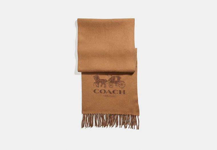 COACH®,SIGNATURE CASHMERE SCARF,cashmere,CAMEL/SADDLE,Front View image number 0