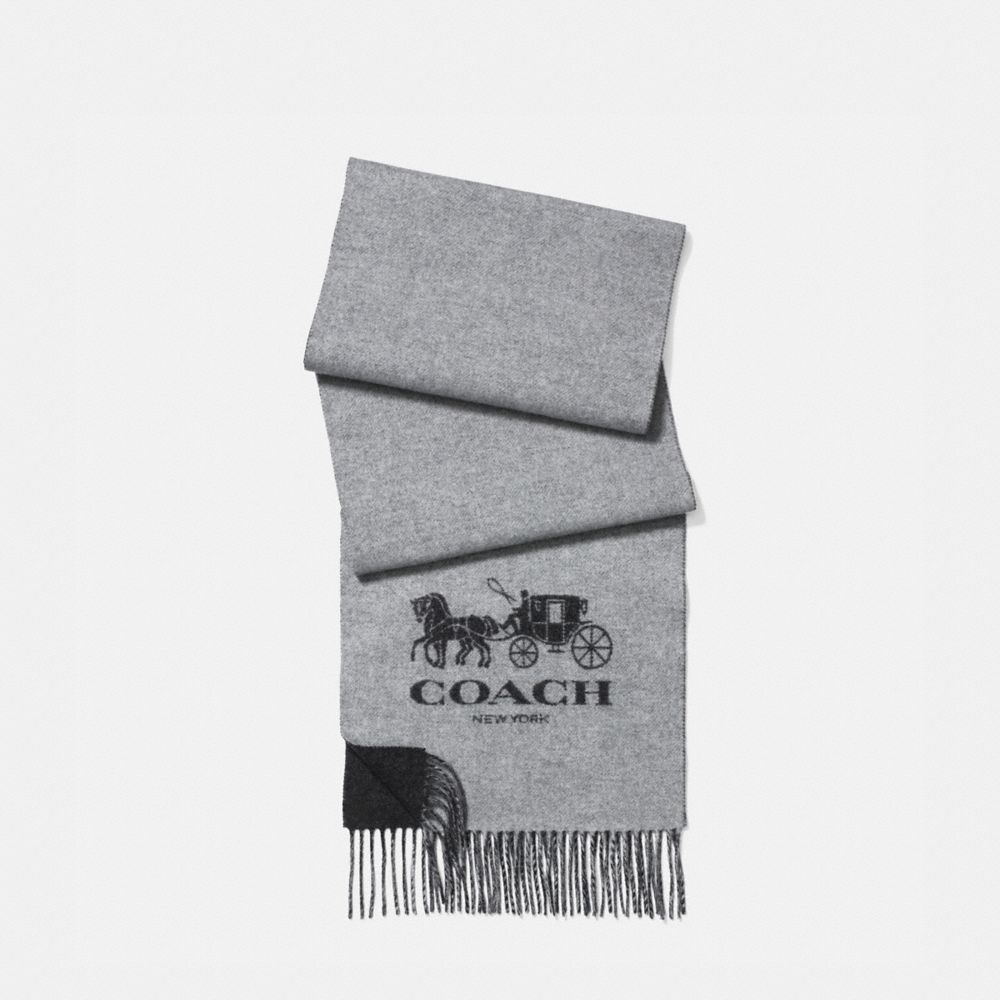 COACH®,SIGNATURE CASHMERE SCARF,CHARCOAL/GREY,Front View