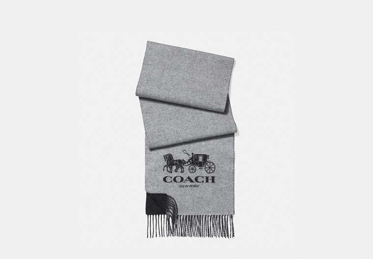 COACH®,SIGNATURE CASHMERE SCARF,cashmere,CHARCOAL/GREY,Front View