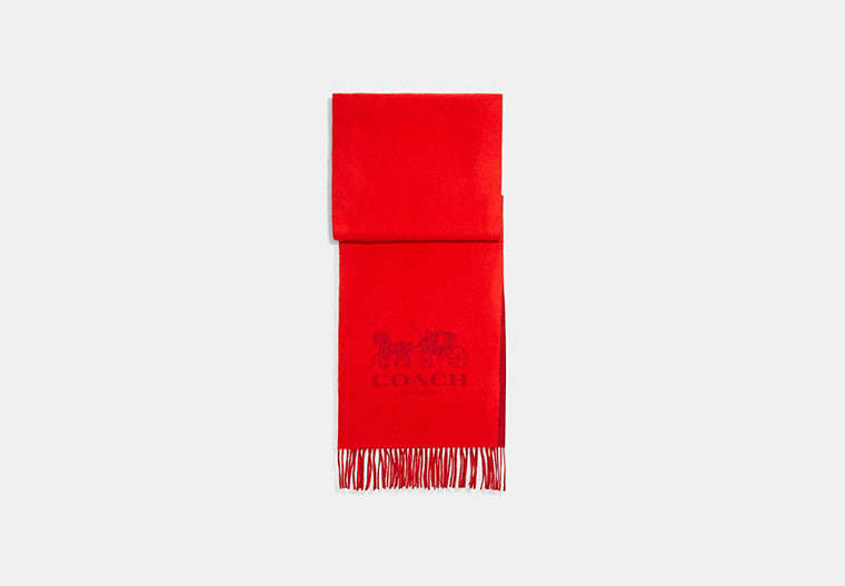 COACH®,SIGNATURE CASHMERE SCARF,cashmere,Sport Red,Front View
