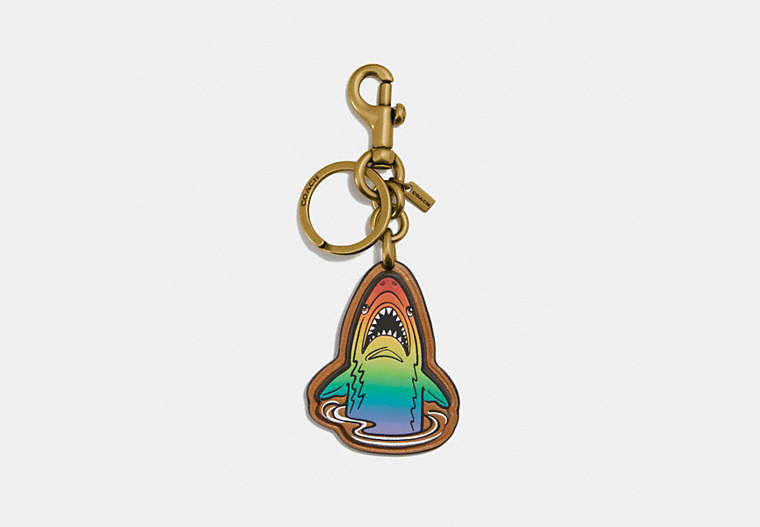 COACH®,RAINBOW SHARKY BAG CHARM,Leather,Gold/Multi,Front View