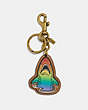 COACH®,RAINBOW SHARKY BAG CHARM,Leather,Gold/Multi,Front View