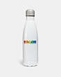 COACH®,WATER BOTTLE WITH RAINBOW COACH BADGE,Metal,Gold/Multi,Front View