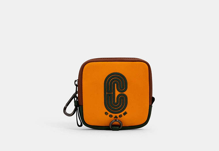 COACH®,SQUARE HYBRID POUCH IN COLORBLOCK WITH COACH PATCH,Leather,QB/Tumeric/ Dark Clover Mulri,Front View