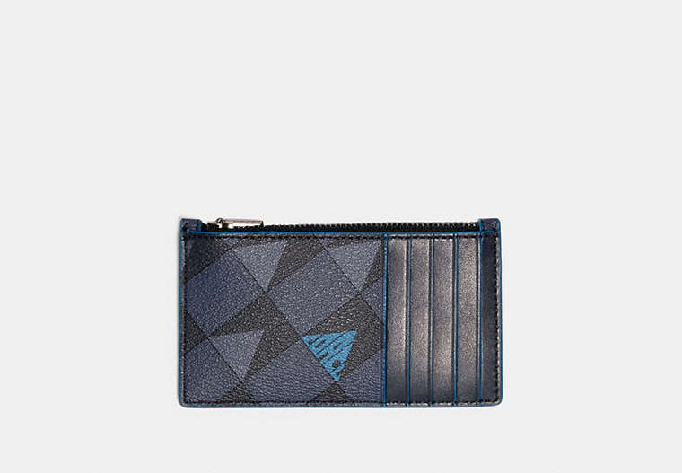 Zip Card Case With Check Geo Print