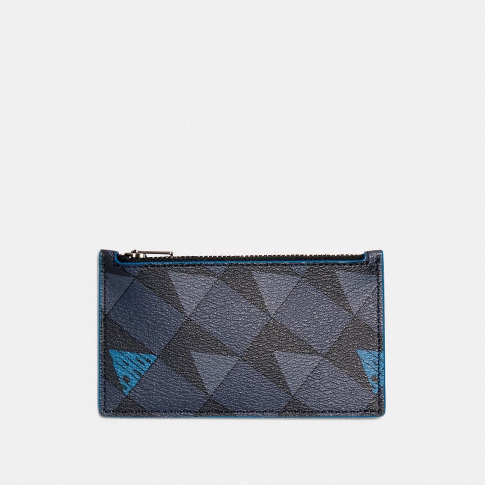 Zip Card Case With Check Geo Print