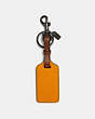 COACH®,LUGGAGE TAG IN COLORBLOCK,Leather,Gunmetal/Tumeric Redwood,Front View