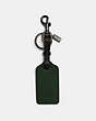 COACH®,LUGGAGE TAG IN COLORBLOCK,Leather,Gunmetal/Dark Clover Black,Front View
