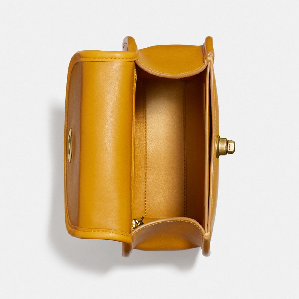 COACH®,TURNLOCK CURVED TOP HANDLE CROSSBODY,Leather,Small,Brass/Buttercup,Inside View,Top View