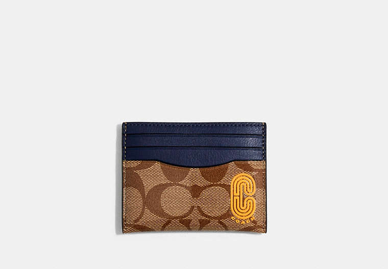 Slim Card Case In Colorblock Signature Canvas With Coach Patch