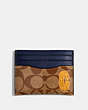 Slim Card Case In Colorblock Signature Canvas With Coach Patch