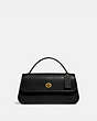 COACH®,TURNLOCK CLUTCH,Smooth Leather,Small,Brass/Black,Front View
