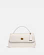 COACH®,TURNLOCK CLUTCH,Smooth Leather,Small,Brass/Chalk,Front View