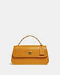COACH®,TURNLOCK CLUTCH,Smooth Leather,Small,Brass/Yolk,Front View