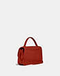 COACH®,TURNLOCK CLUTCH,Smooth Leather,Small,Brass/Red Sand,Angle View