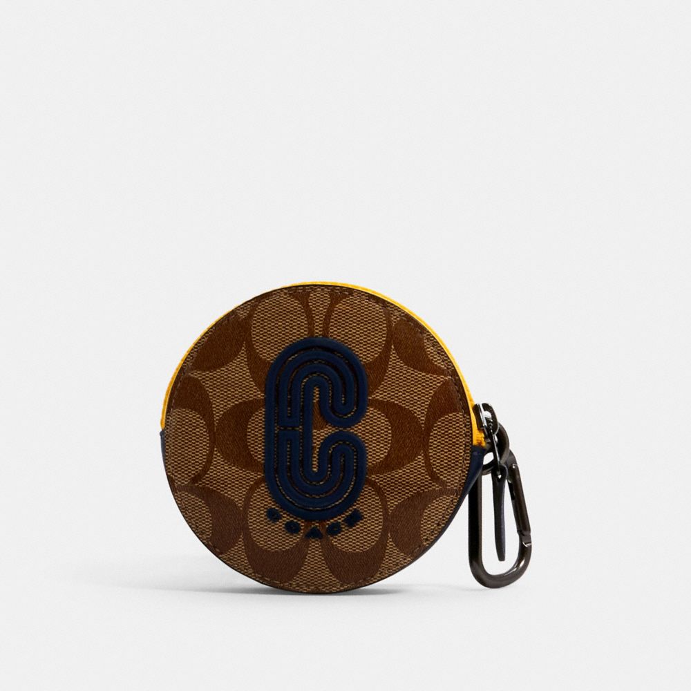 COACH® Outlet  Round Hybrid Pouch In Colorblock Signature Canvas With Coach  Patch