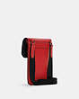 COACH®,SMALL HUDSON CROSSBODY,Leather,Mini,Gunmetal/Bright Cardinal,Angle View