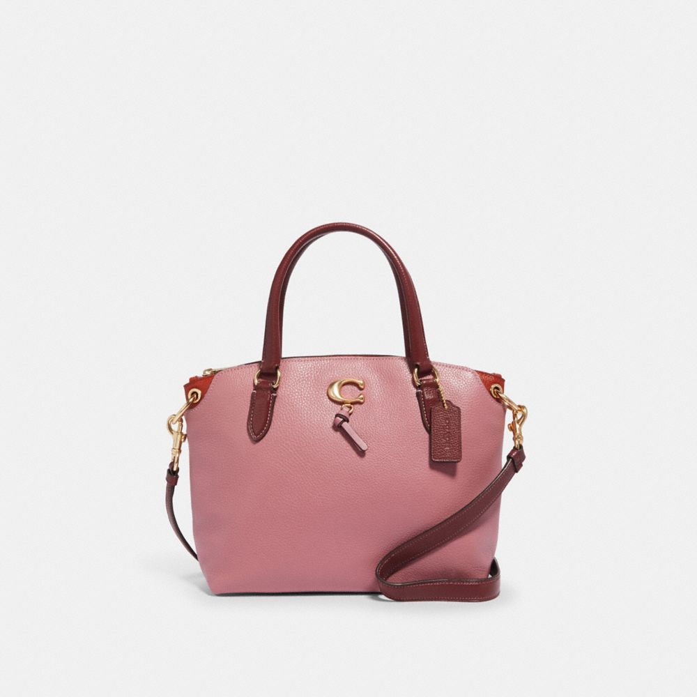 COACH®,REMI SATCHEL,Leather,Gold/Rose/Wine,Front View