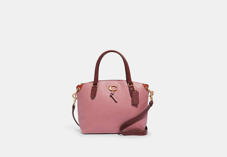 COACH®,REMI SATCHEL,Leather,Gold/Rose/Wine,Front View