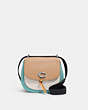 COACH®,REMI SADDLE BAG IN COLORBLOCK,Leather,Silver/Taupe Multi,Front View