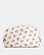 COACH®,COSMETIC CASE 22 WITH FLOWER PATCH PRINT,pvc,Light Gold/Flower Patch,Front View