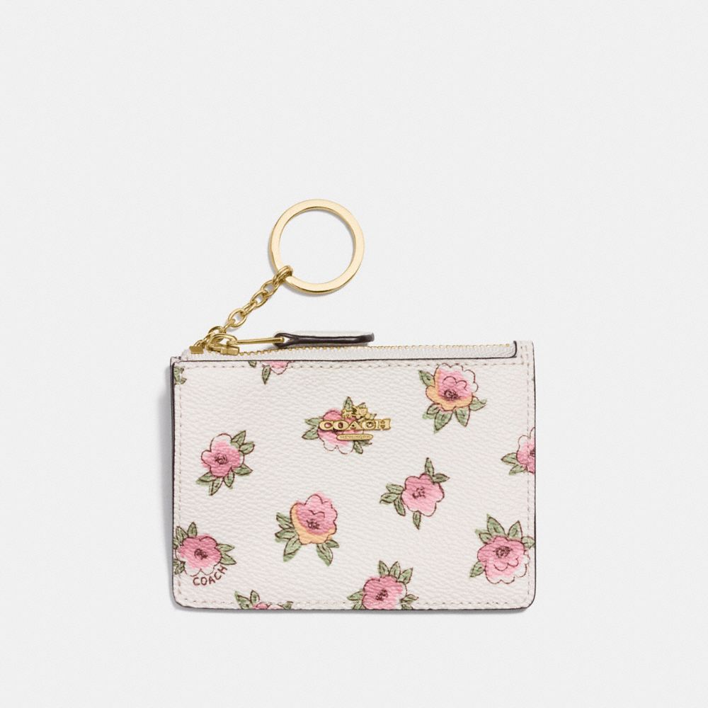 Mini Skinny Id Case With Flower Patch Print