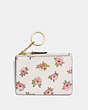 COACH®,MINI SKINNY ID CASE WITH FLOWER PATCH PRINT,pvc,Light Gold/Flower Patch,Front View