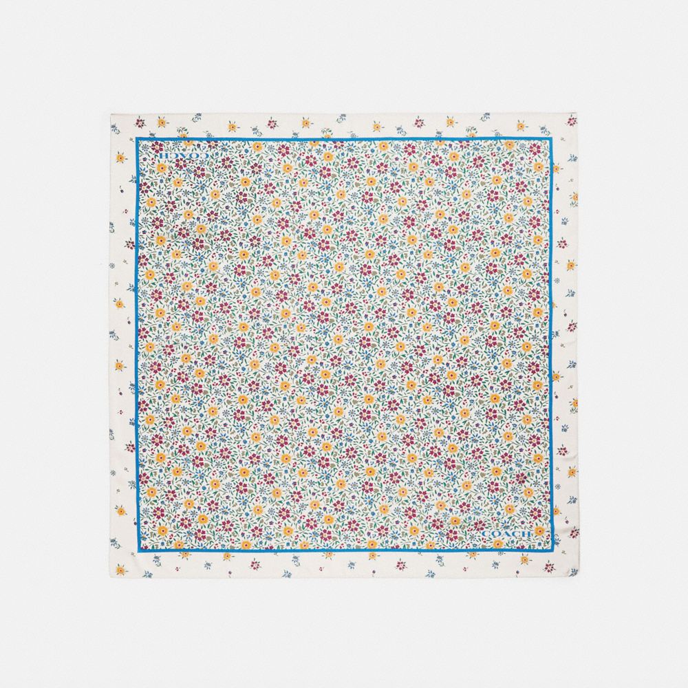 Wildflower Print Silk Square Scarf