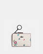 COACH®,MINI SKINNY ID CASE WITH WILDFLOWER PRINT,Leather,Pewter/Chalk,Front View