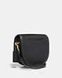 COACH®,TURNLOCK SADDLE CROSSBODY,Leather,Small,Brass/Black,Angle View
