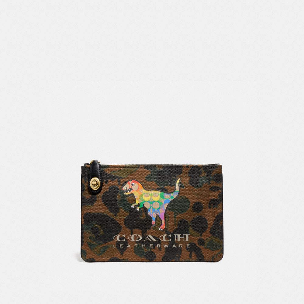 COACH Turnlock Pouch 26 With Rainbow Signature Rexy