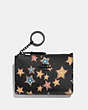 COACH®,MINI SKINNY ID CASE WITH STARLIGHT PRINT,Printed Coated Canvas,Black Multi/Matte Black,Front View