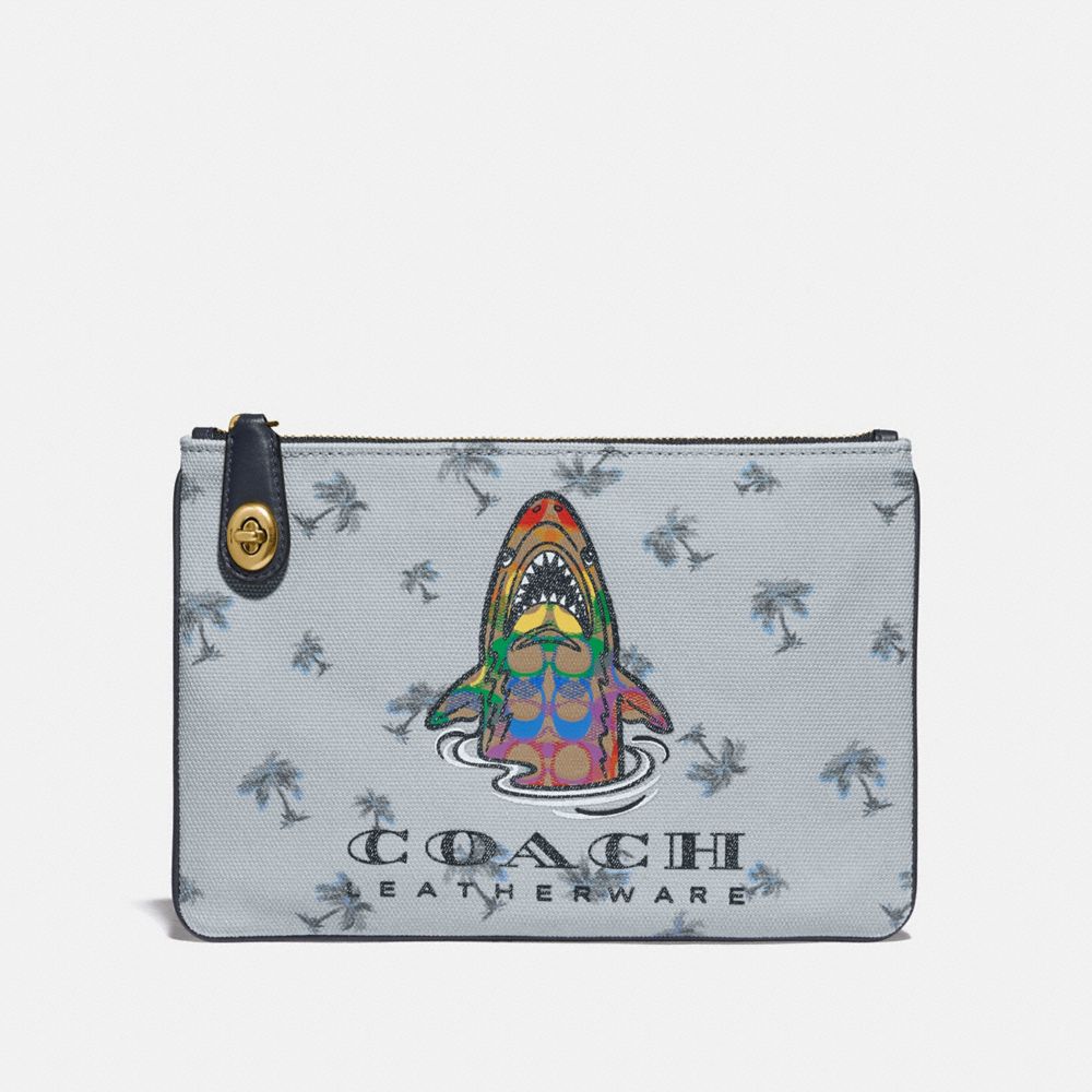 COACH Turnlock Pouch 26 With Rainbow Signature Sharky