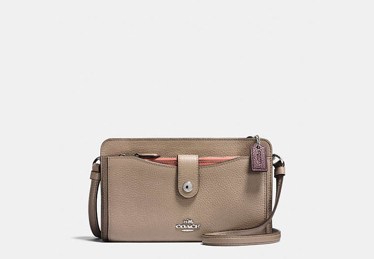 COACH®,POP-UP MESSENGER IN COLORBLOCK,Leather,Mini,Silver/Stone/Melon Multi,Front View