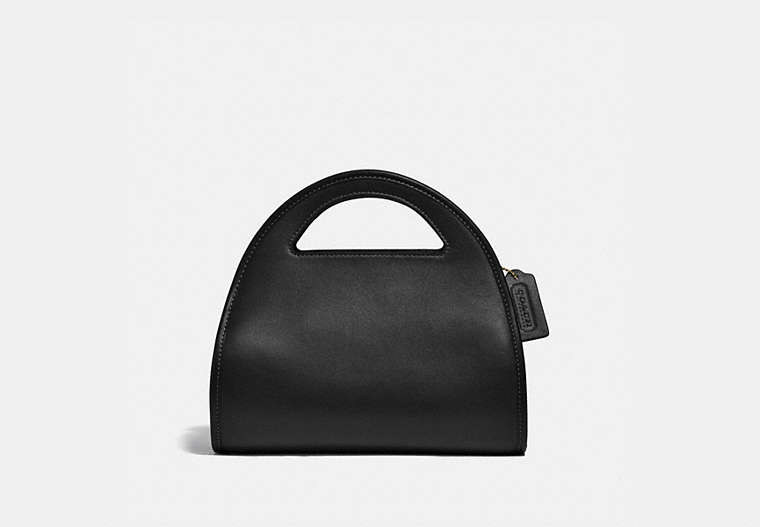 COACH®,ZIP DOME CROSSBODY,Leather,Medium,Brass/Black,Front View