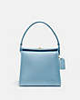 COACH®,TURNLOCK SHOULDER BAG,Smooth Leather,Medium,Brass/Azure,Front View