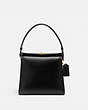 COACH®,TURNLOCK SHOULDER BAG,Smooth Leather,Medium,Brass/Black,Front View