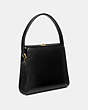 COACH®,TURNLOCK SHOULDER BAG,Smooth Leather,Medium,Brass/Black,Angle View