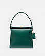 COACH®,TURNLOCK SHOULDER BAG,Smooth Leather,Medium,Brass/Emerald,Front View
