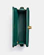 COACH®,TURNLOCK SHOULDER BAG,Smooth Leather,Medium,Brass/Emerald,Inside View,Top View