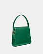 COACH®,TURNLOCK SHOULDER BAG,Smooth Leather,Medium,Brass/Green,Angle View