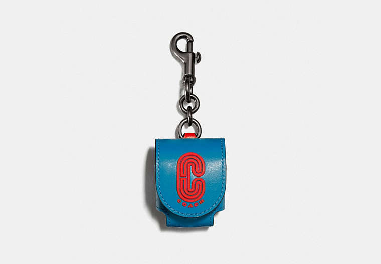 Breloque pour sac étui pour écouteurs sans fil à contraste de couleur avec renfort Coach