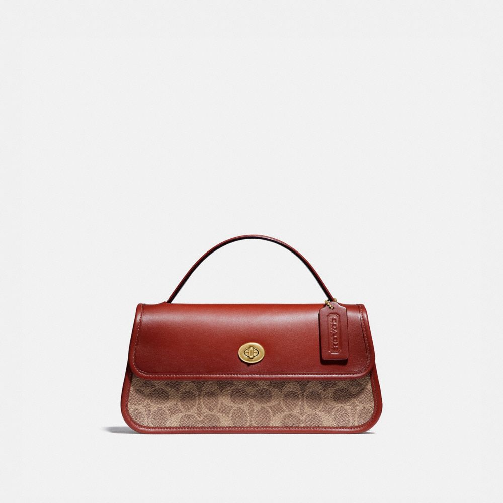 COACH Turnlock Card Pouch In Glovetanned Leather in Red