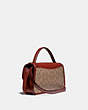 COACH®,TURNLOCK CLUTCH IN SIGNATURE CANVAS,pvc,Small,Brass/Tan/Rust,Angle View