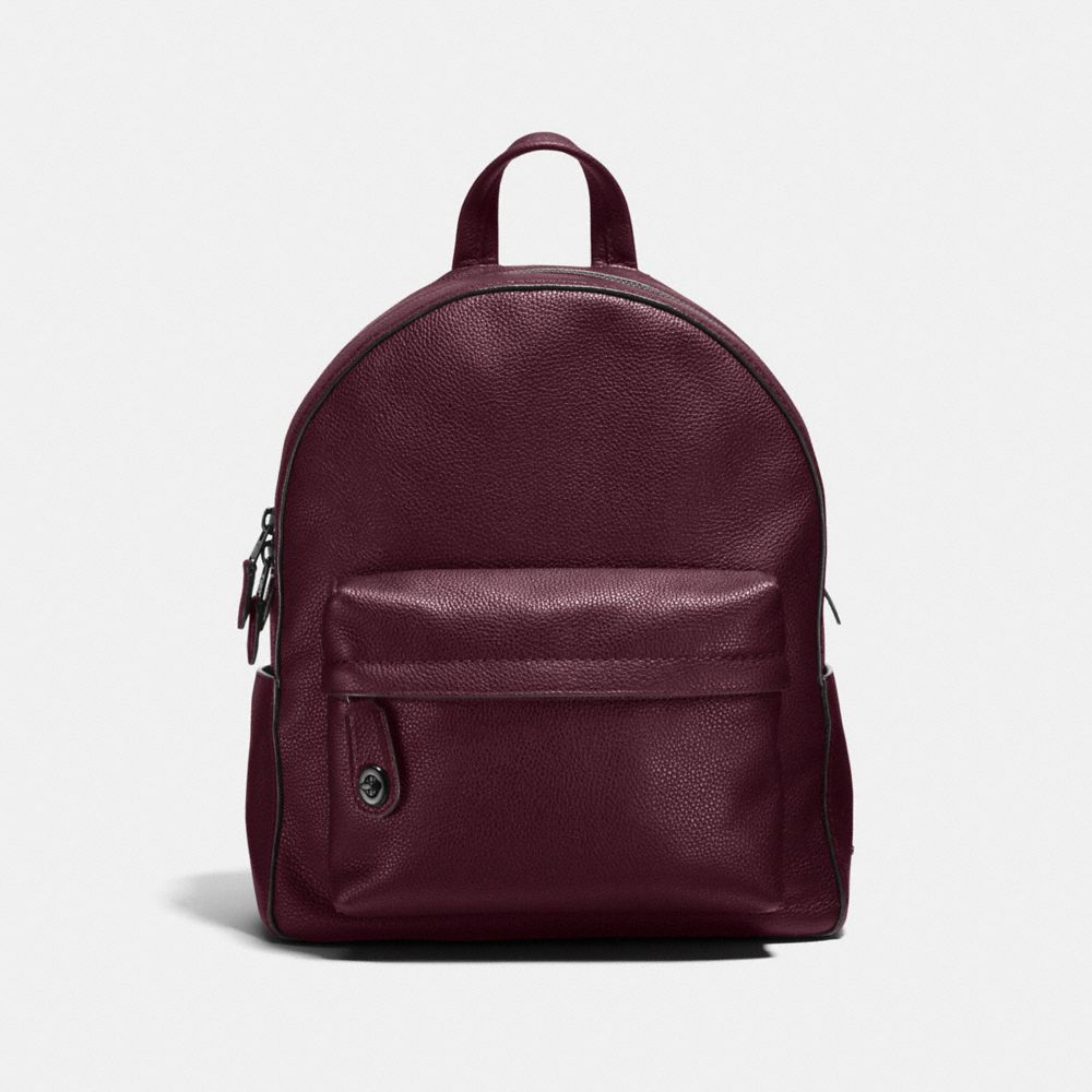 COACH®,CAMPUS BACKPACK,Leather,Large,Dark Gunmetal/Oxblood,Front View image number 0
