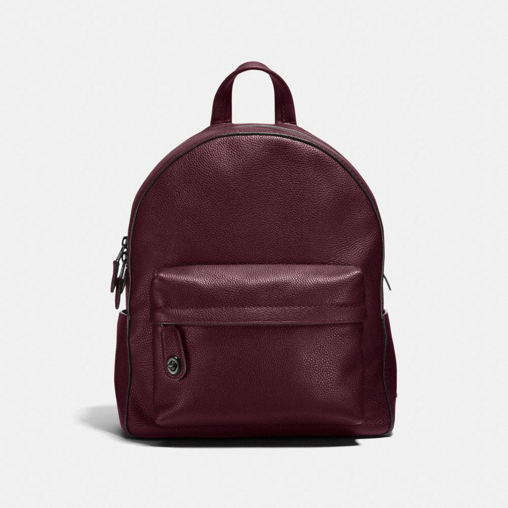 COACH®,CAMPUS BACKPACK,Leather,Large,Dark Gunmetal/Oxblood,Front View